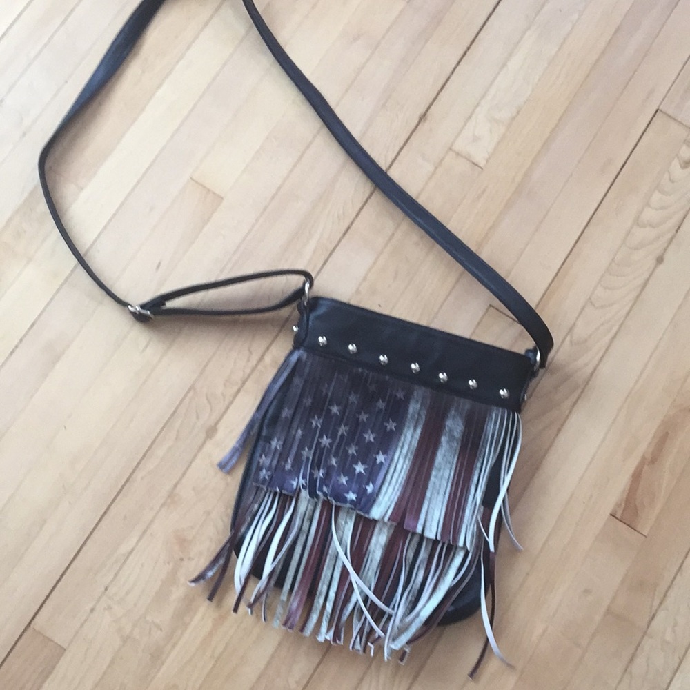 American flag fringed purse
